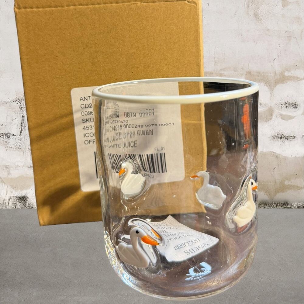 Anthropologie Icon Juice Glass Swan NIB